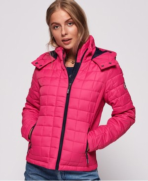 Superdry Hooded Box Quilt Fuji Női Kabát Rózsaszín | LJIWC8649